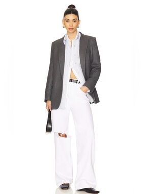 Citizens Of Humanity White Wide-Leg Distressed Jeans